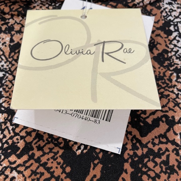 NWT Olivia Rae black brown animal print short sleeved shirt size large - Picture 4 of 5